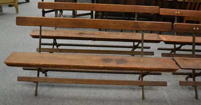 Lot 1030 - Two cast school benches stamped J Lezard & Sons, Paddyman Lancashire