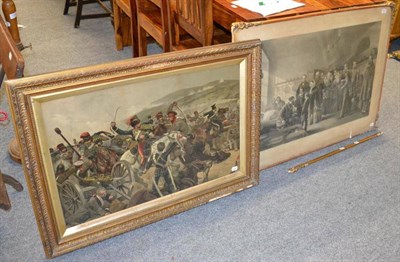 Lot 1053 - A military print depicting ";The charge of the light Brigade"; and an engraving depicting...