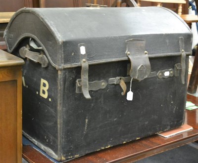 Lot 1068 - A leather dome top trunk by J Williams of Manchester