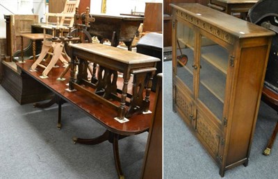 Lot 1069 - Furniture comprising child's high chair, oak bookcase, side tables etc