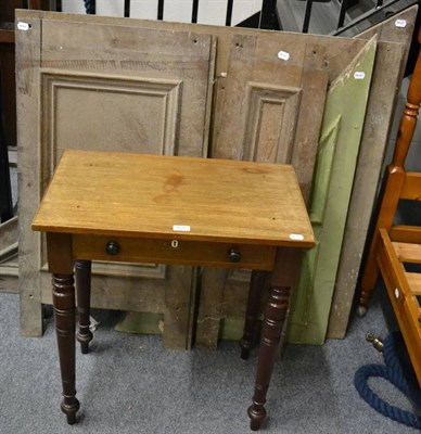 Lot 1071 - Five pieces of oak panelling from a staircase and a small mahogany side table