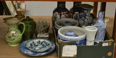 Lot 1088 - A quantity of 20th century Oriental decorative ceramics and an Arthur Wood lustre jug, drip...