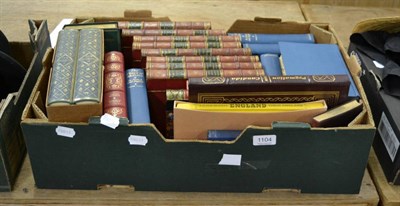 Lot 1104 - Assorted volumes including leather bound novels of Waverley novels etc (one box)