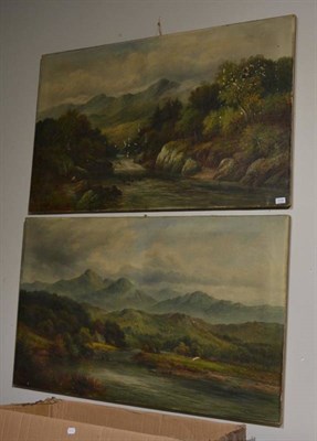 Lot 1114 - E Bennett (19th/20th century), river landscapes (a pair), large, unframed, oil on canvas (a.f.)