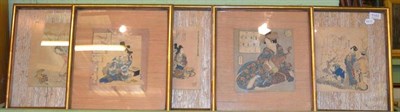 Lot 1143 - Five framed Japanese woodblocks