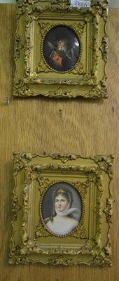 Lot 1160 - Two 19th century oval miniatures on porcelain in matching frames