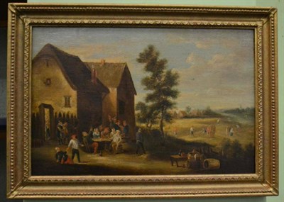 Lot 1162 - 19th century Continental school, oil on canvas, figures merrymaking in a rural landscape, unsigned