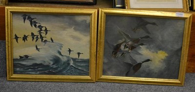 Lot 1169 - After Peter Scott, pair of oils on panel, beaing a label to reverse ";Ottersburn Gallery,...