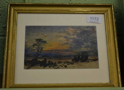 Lot 1172 - Attributed to Philip Wilson Steer, landscape at sunset, watercolour