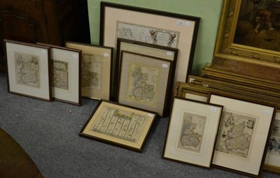 Lot 1186 - Nine various 19th century hand coloured maps of Lancashire, including a strip map