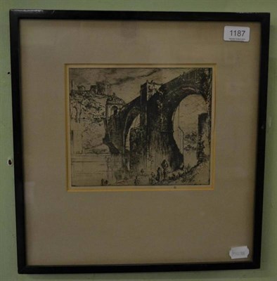 Lot 1187 - After Frank Brangwyn ";Alcantara Bridge, Toledo";, zinc etching from an edition of 125, Sold...