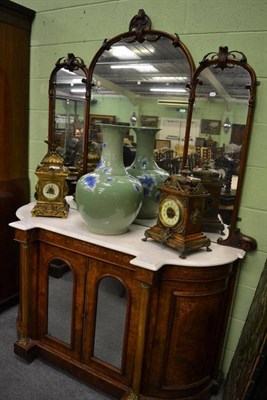 Lot 1197 - A late Victorian walnut mirror back sideboard with bow front and white marble top