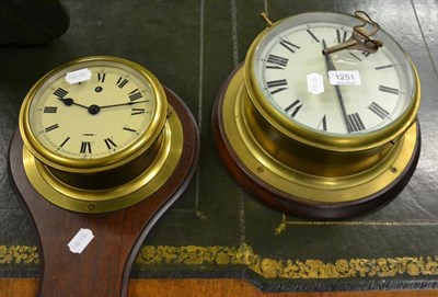 Lot 1251 - Two brass mounted ships' wall clocks