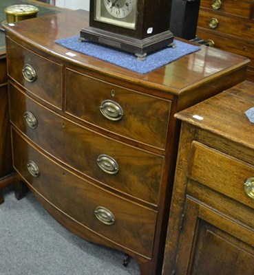 Lot 1262 - Georgian mahogany bow front three height chest of drawers