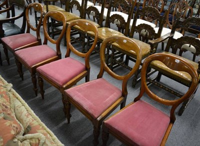 Lot 1270 - Five Victorian mahogany balloon back dining chairs