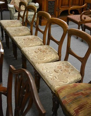 Lot 1280 - A set of five Victorian mahogany dining chairs