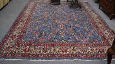 Lot 1286 - Sarough carpet, West Persia, the pale indigo field with an all over design of vines and...