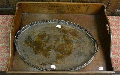 Lot 1296 - A butlers tray and a fret work tray