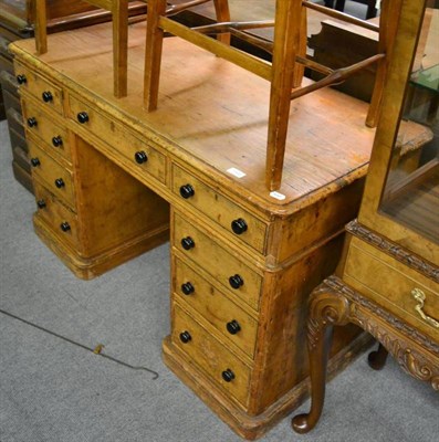 Lot 1302 - A Victorian painted pine small pedestal desk