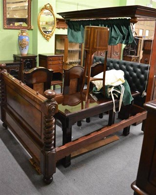 Lot 1316 - A Victorian mahogany half tester bad with green velvet drapes