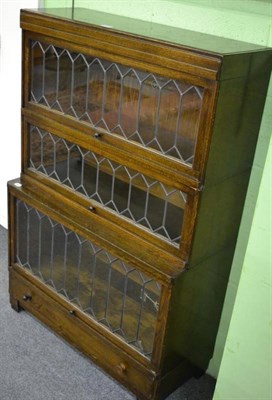 Lot 1333 - A Globe Wernicke three height stacking leaded bookcase