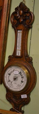 Lot 1349 - Oak aneroid wheel barometer