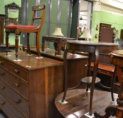 Lot 1352 - An Edwardian oval two tier window table and a Regency style dining chair