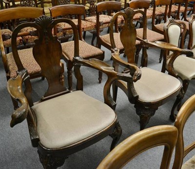 Lot 1360 - A pair of early Georgian style chairs with ball and claw feet earlier 20th century