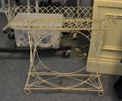 Lot 1125A - A white painted wirework plant stand