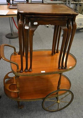 Lot 1131A - A nest of tables and wooden drinks trolley (2)