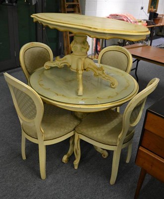 Lot 1131C - A Silik & Creazioni cream painted table, four chairs and matching coffee table