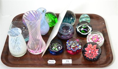 Lot 70 - A group of ten Caithness and other paperweights and four glass vases