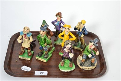 Lot 72 - A collection of nine Will Young, Widecombe pottery figures (some a.f.)
