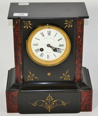 Lot 78 - A black slate and marble mantel clock