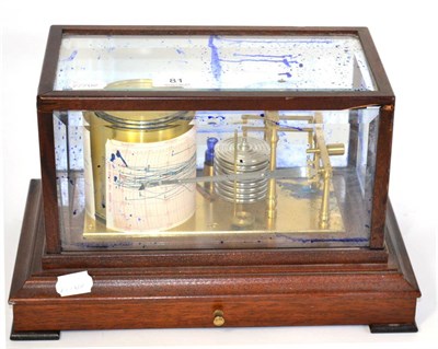 Lot 81 - A mahogany cased barograph with eight vacuum sections, brass base and frame, base drawer