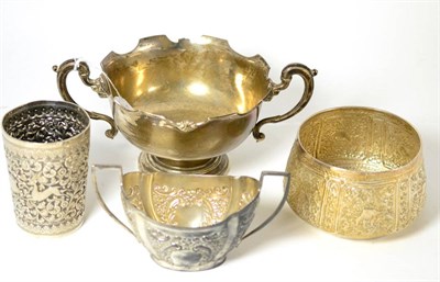 Lot 97 - An Adie Bros Ltd silver twin-handled footed dish together with a Victorian twin-handled sugar bowl