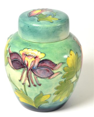 Lot 100 - A Walter Moorcroft Columbine pattern ginger jar and cover, circa 1955