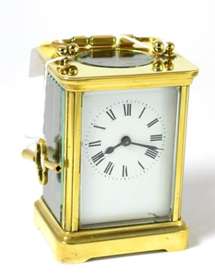 Lot 104 - A French brass carriage timepiece, late 19th century