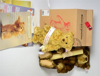 Lot 137 - A modern Steiff ";brown tipped"; bear in original box with certificate, together with another...