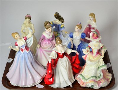Lot 146 - A group of eight Royal Doulton ladies, comprising June, Wedding Celebration, Sara, Good...