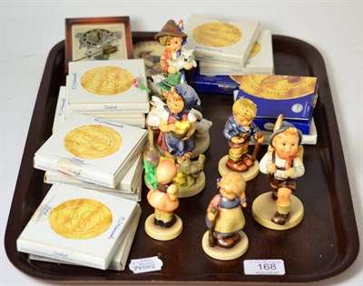 Lot 168 - Seven Hummel figures (with boxes), Hummel wooden wall plaque and fourteen boxed miniature...