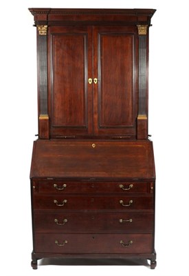 Lot 769 - A Good George III Mahogany, Rosewood Crossbanded and Ebony Strung Bureau Bookcase, 3rd quarter 18th