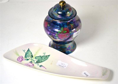 Lot 182 - A 1920's Maling Coronet lustre jar and cover together with a Carlton Ware dish (2)