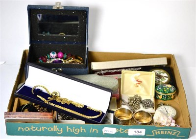 Lot 184 - A quantity of costume jewellery including a Jurgen Jensen pendant, silver, napkin rings, etc