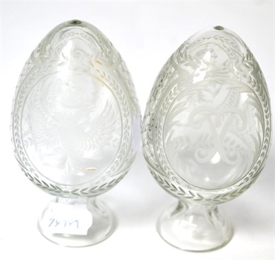 Lot 193 - A pair of Russian engraved glass shades