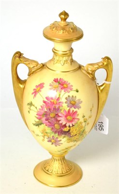 Lot 195 - Royal Worcester shape 2158 twin handled vase and cover