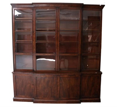 Lot 772 - A Victorian Mahogany Breakfront Library Bookcase, mid 19th century, of attractive proportions, with