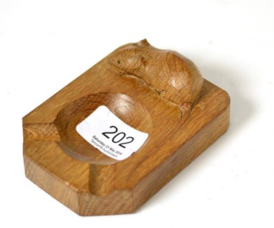 Lot 202 - A Robert ";Mouseman"; Thompson oak ashtray, with carved mouse signature