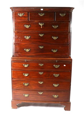 Lot 773 - A George III Mahogany Chest on Chest, late 18th century, the moulded cornice above three short...