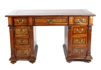 Lot 775 - A Victorian Figured Walnut, Burr Walnut and Ebony Strung Double Pedestal Desk, 3rd quarter 19th...